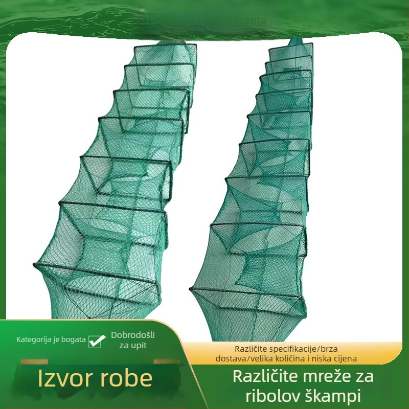 Fishing Fun kutija za škampiće, sklopiva mreža bez čvorova, uzgajivački kavez, najlon + čelična žica