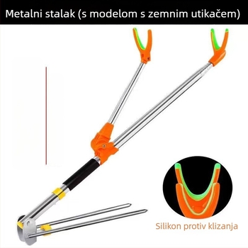 Stojak za štapove od nehrđajućeg čelika, podni držač štapova, sklopivi višefunkcionalni nosač s višesmjernom rotacijom