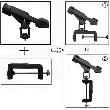Držač štapova za brodove i kajake s kopčom, 360° podesiv, sklopni, najlonski držač