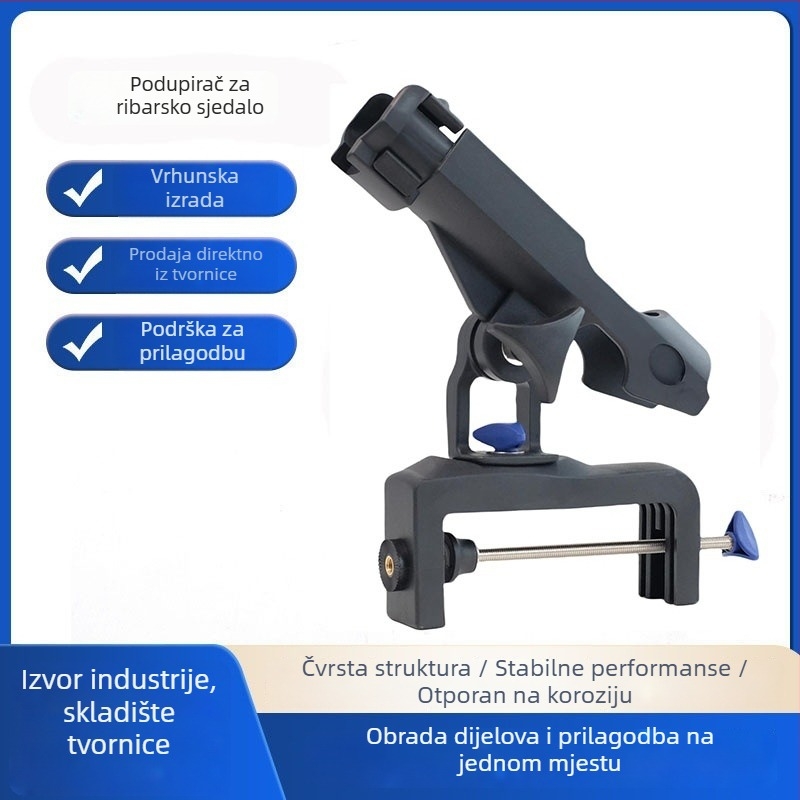Držač štapova za brodove i kajake s kopčom, 360° podesiv, sklopni, najlonski držač