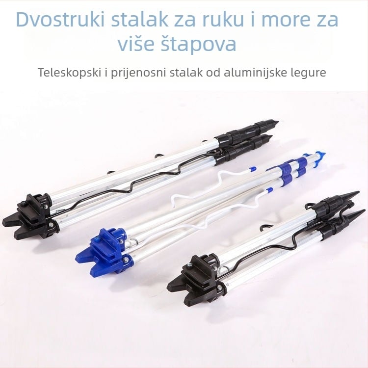 Tripodni držač za ribolovne štapove, sklopivi, aluminijska zlitina, višestruka rotacija