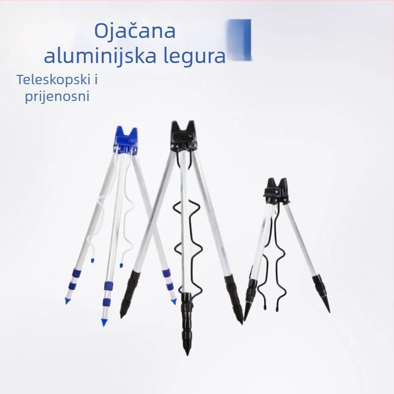 Tripodni držač za ribolovne štapove, sklopivi, aluminijska zlitina, višestruka rotacija