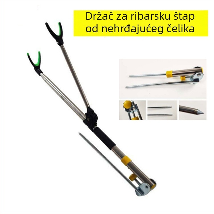 Nerđajući čelični držač za ribolovne štapove, višesmjerno okretanje, sklopiv, teleskop, dvostruka namjena (Materijal: Nerđajući čelik; Višesmjerna rotacija; Sklopiv; Teleskop; Dvostruka namjena)