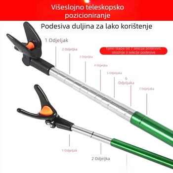 Držač za štapove za ribolov s višestrukom rotacijom, sklopiv, od nehrđajućeg čelika, tip baterija, dvostruka namjena