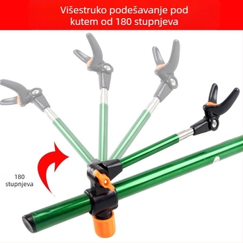 Držač za štapove za ribolov s višestrukom rotacijom, sklopiv, od nehrđajućeg čelika, tip baterija, dvostruka namjena