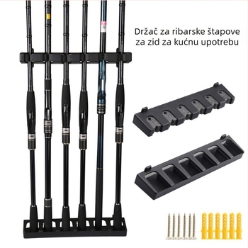 Zidni vertikalni držač za štapove – karbonski materijal, SquidDuke, skladištenje pribora, bez rotacije, nerazklopiv