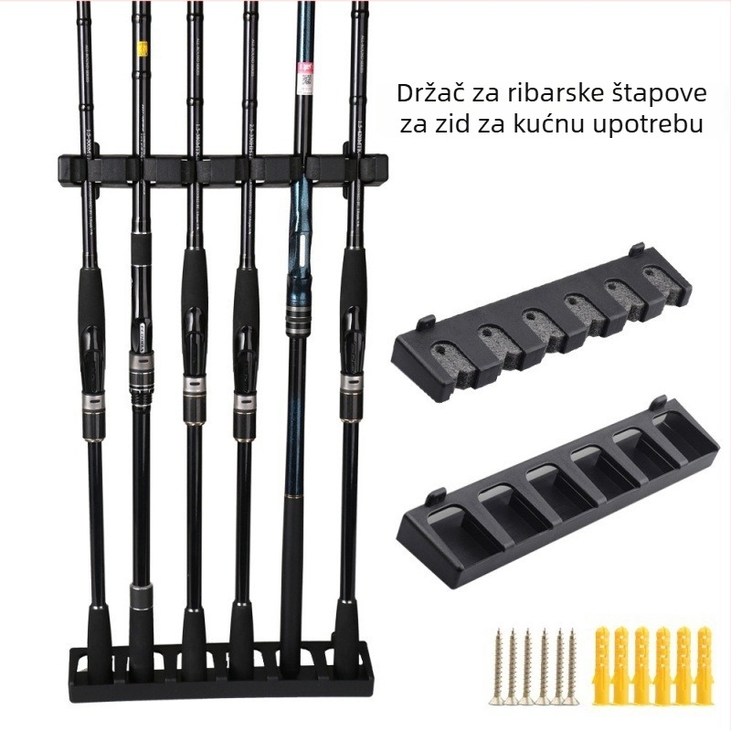 Zidni vertikalni držač za štapove – karbonski materijal, SquidDuke, skladištenje pribora, bez rotacije, nerazklopiv