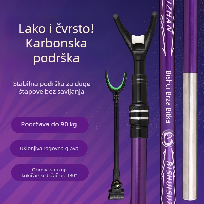 Karbonski držač štapa za ribolov, sklopni, s višestrukom rotacijom, baterijskog tipa
