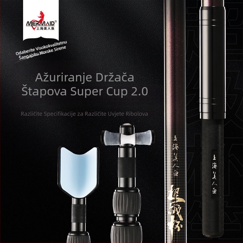 Teleskopski držač štapova za ribolov, okretni u više smjerova, sklopivi, karbonska konstrukcija