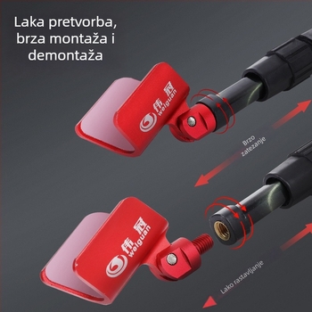 Univerzalna glava nosača od aluminijskog legura s automatskim vraćanjem, višedirekcijska rotacija, sklopiva; kompatibilna s prednjom vilicom i nosačem
