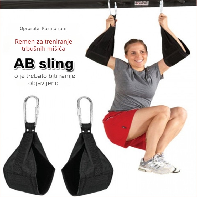 Trener za trbušnjake s visećim remenom na vodoravnoj prečki, sklopivi fitness uređaj, model 0022, brenda U-shaped/Premium, pogodan za ured, vani i kod kuće, težina 1.1 kg