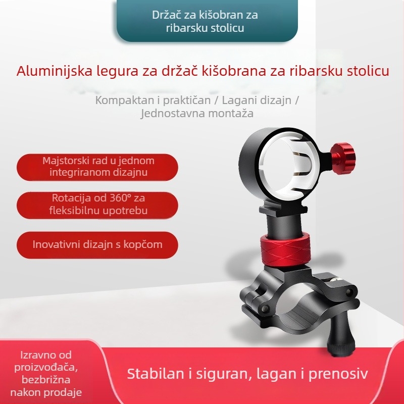 Yunyi 360° rotirajuća baza za ribarski kišobran – dodatak od aluminijske legure, protiv naginjanja