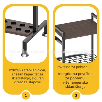 Višeslojni stalak za ribarske štapove, nehrđajući čelik, dvostruka upotreba, rotirajući, nepreklopiv