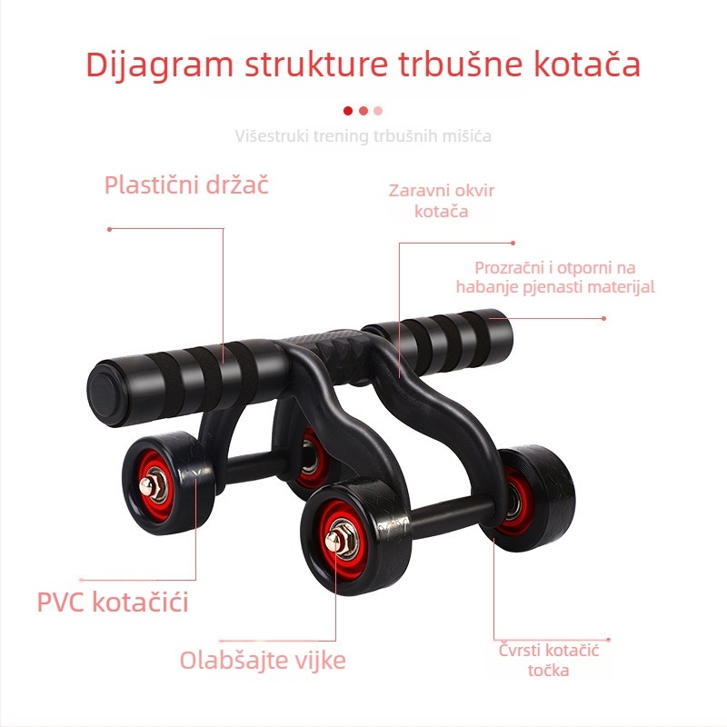 Četverokolesni trbušni valjak MTW-1, 1,1 kg, nije sklopiv, za ured, dom i vanjsku upotrebu
