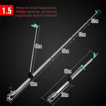 Wanghai trokutasti držač za ribolov, podesivi 1.5–2.1 m, aluminijska legura, sklopivi stalak