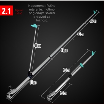 Wanghai trokutasti držač za ribolov, podesivi 1.5–2.1 m, aluminijska legura, sklopivi stalak