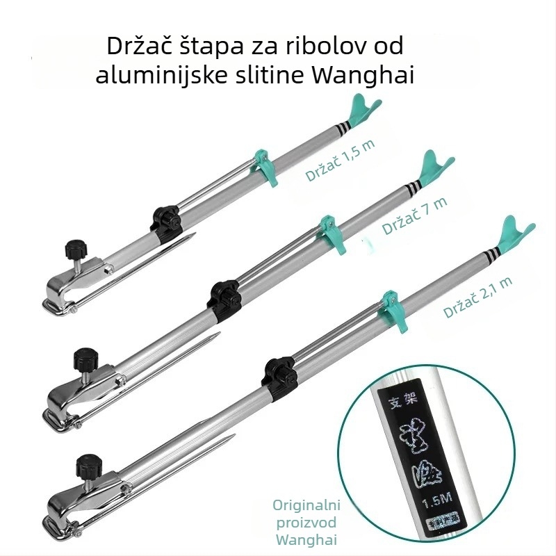 Wanghai trokutasti držač za ribolov, podesivi 1.5–2.1 m, aluminijska legura, sklopivi stalak
