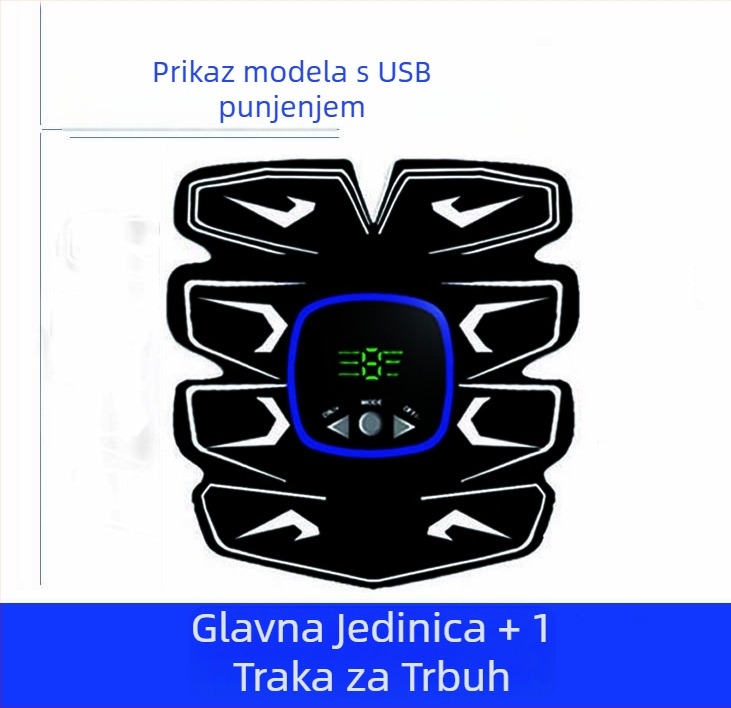 Punijivi patch za trbušne mišiće s zaslonom, pametni trener za trbuh, prijenosni pametni patch za muškarce i žene, sklopivi, model JDK-801; dimenzije 22.5 × 20.5 × 3.8 cm; težina 0.27 kg