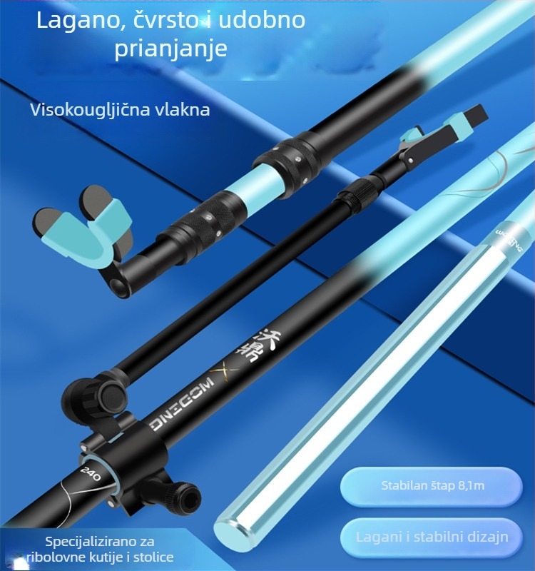 Držač za štapove od karbonskih vlakana uz kutiju za opremu