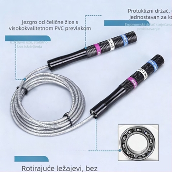 Brzo švihadlo za skakanje s PVC i čeličnim žicom, ručke od aluminijskog legura, model 5650