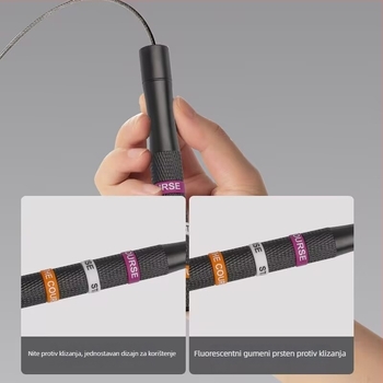 Brzo švihadlo za skakanje s PVC i čeličnim žicom, ručke od aluminijskog legura, model 5650