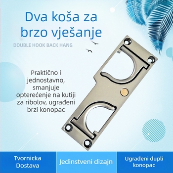 Držač za štap od nehrđajućeg čelika s dvostrukim kukama, za stražnje i bočno vješanje.
