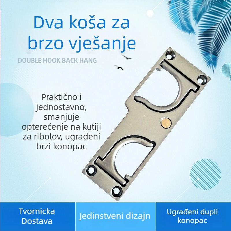 Držač za štap od nehrđajućeg čelika s dvostrukim kukama, za stražnje i bočno vješanje.