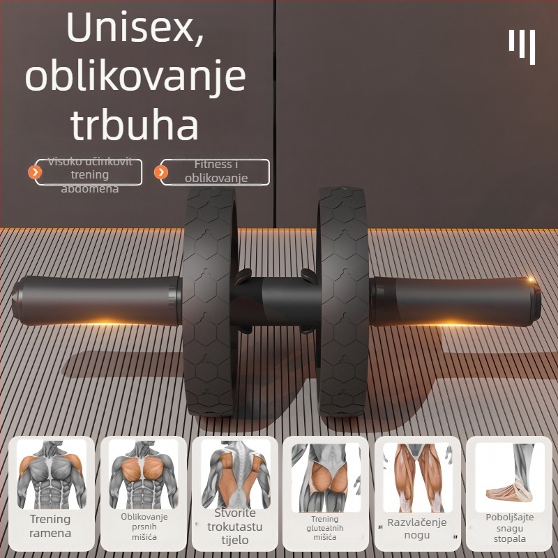 Abdominalni kotač s automatskim vraćanjem, dvostruki kotač, kućna upotreba, 1,1 kg, protuklizna podloga uključena