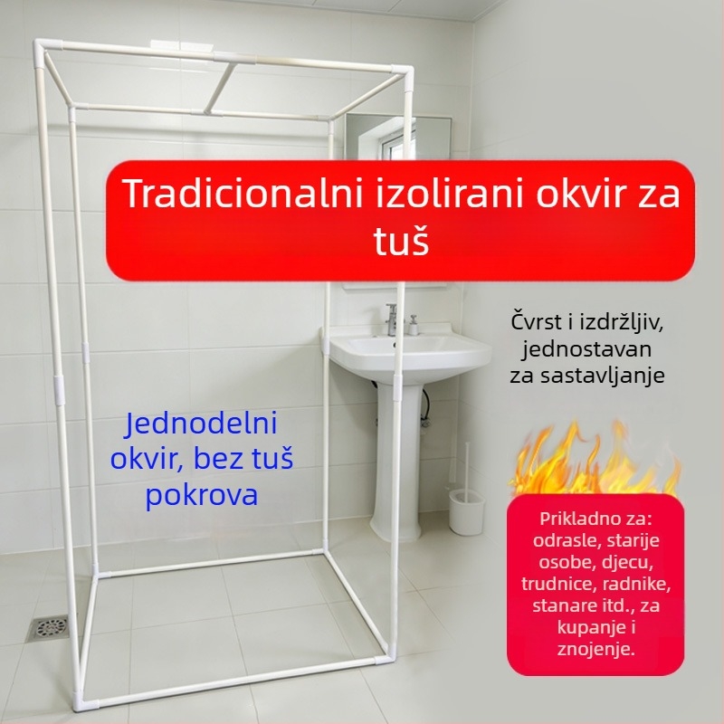 Stojeći PVC okvir za pravokutni kupaonski šator – nosač tuš paravana