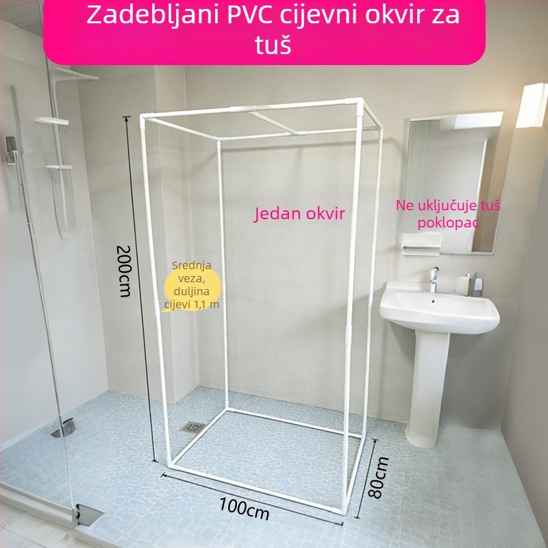 Stojeći PVC okvir za pravokutni kupaonski šator – nosač tuš paravana