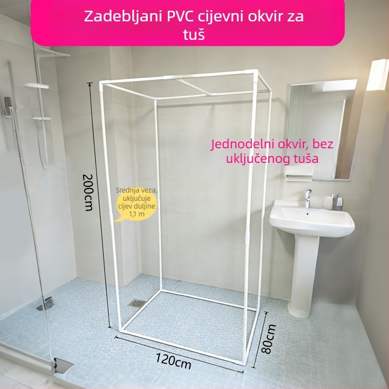 Stojeći PVC okvir za pravokutni kupaonski šator – nosač tuš paravana