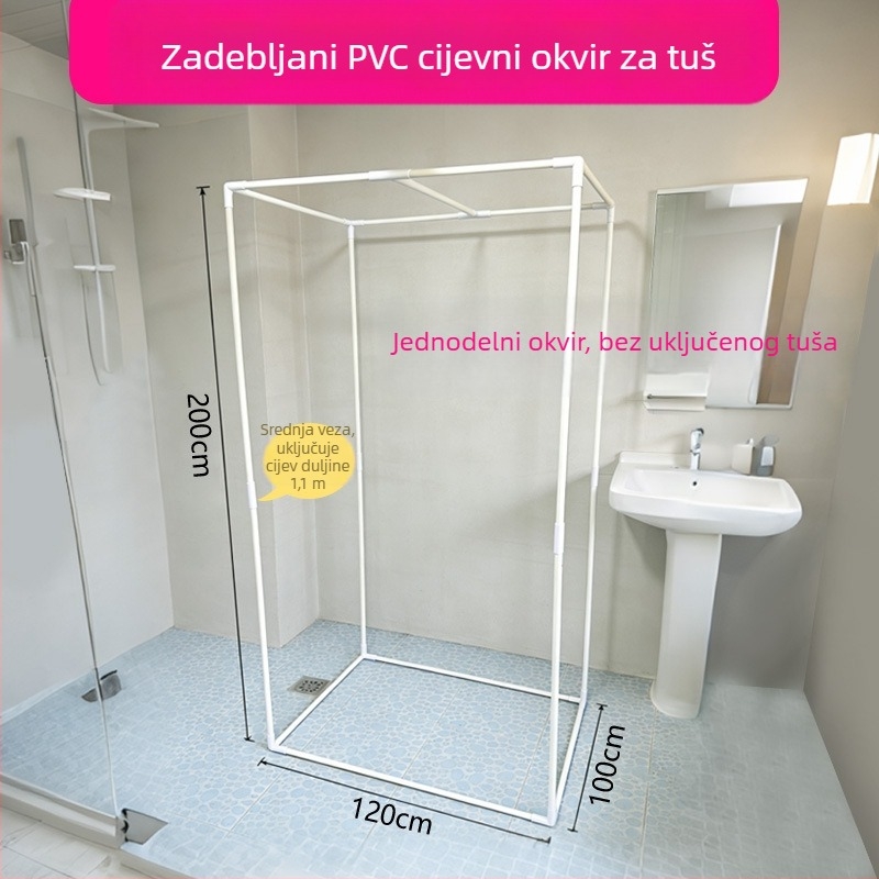 Stojeći PVC okvir za pravokutni kupaonski šator – nosač tuš paravana