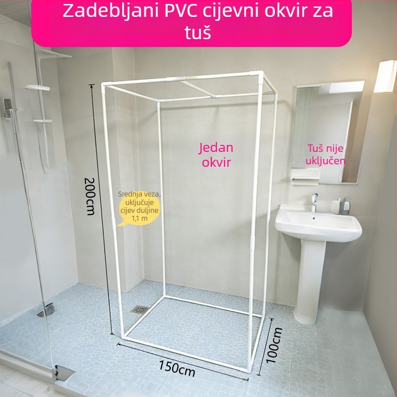 Stojeći PVC okvir za pravokutni kupaonski šator – nosač tuš paravana