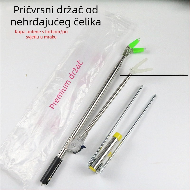 Metalni držač za štap za ribolov, višestruka rotacija, sklopiv, dvostruka upotreba