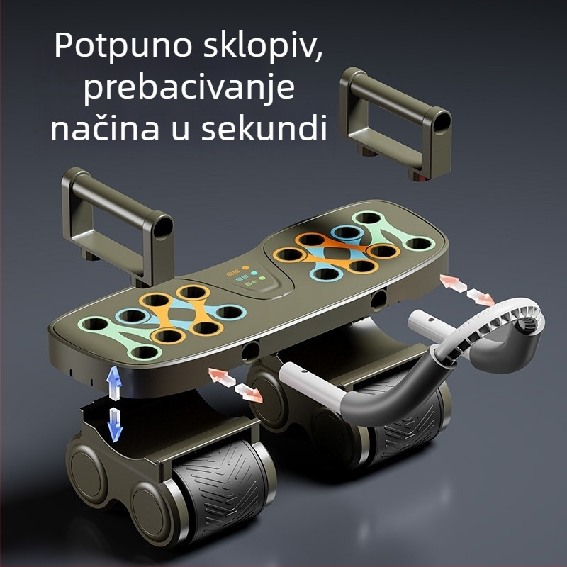 Abdominalni valjak s četiri kotača – tih rad, ne sklopiv, težina 2,49 kg, pogo dan za dom i ured