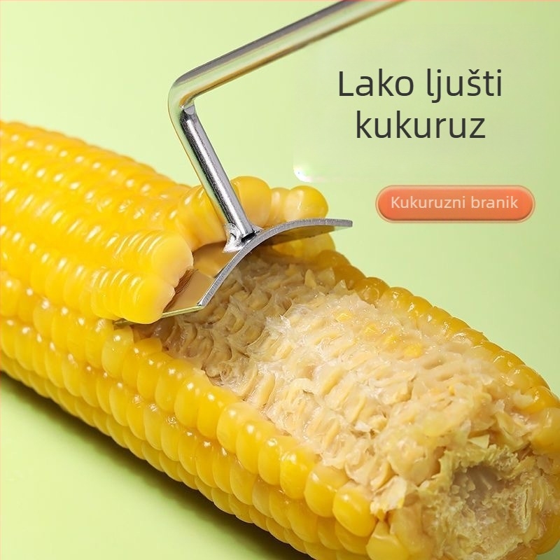 Čistač kukuruze s nožem od nehrđajućeg čelika i drškom od drveta, cijevi ili plastike – moderni minimalistički stil