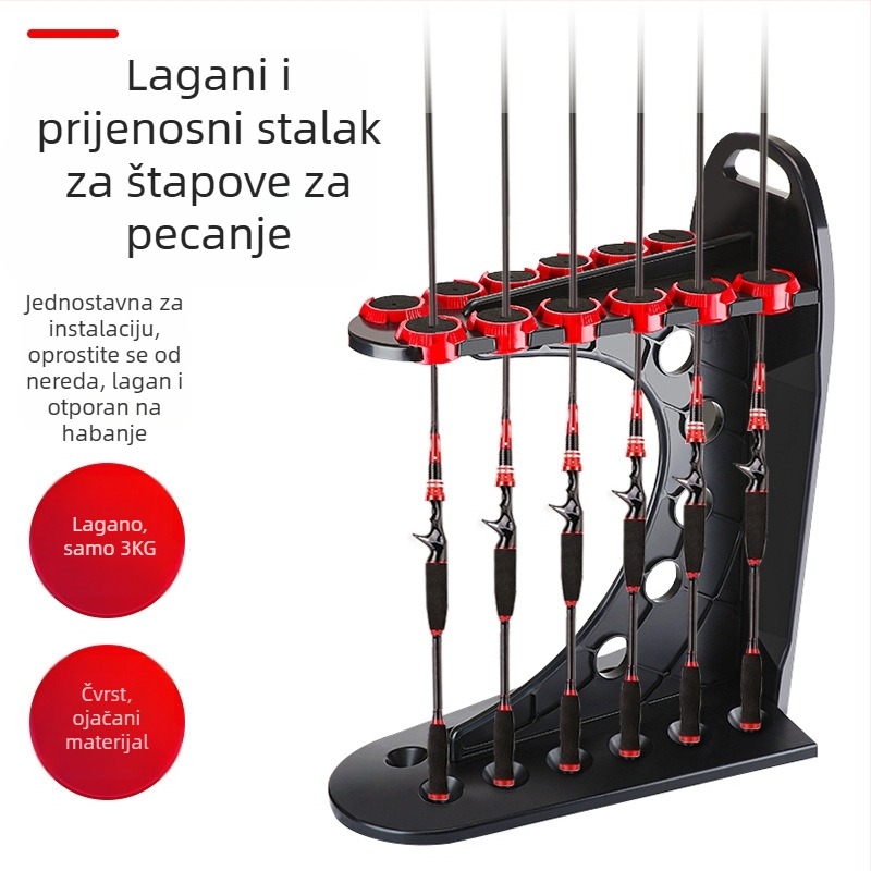 Stalak za štapove za ribolov u obliku C, ABS plastika, držač za 12 štapova