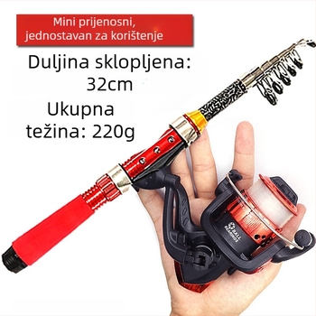 Arnova karbonska ribolovna palica za more, mini ultra-kratka konstrukcija, bacanje