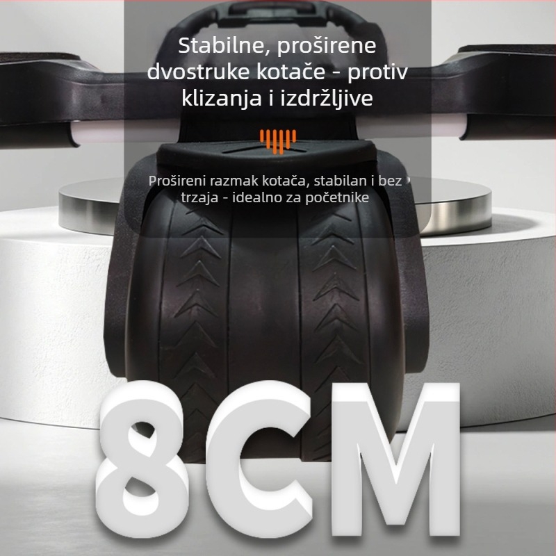 Kotač za vježbanje trbuha s dva kotača, ne-sklopivi dizajn, model ZW001, 1,8 kg, za kućnu, uredsku i vanjsku uporabu
