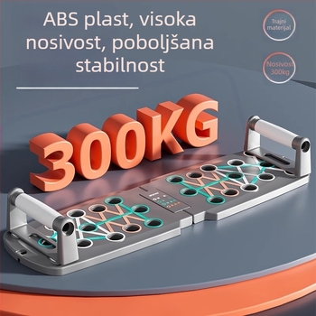 Držač za sklekove — Sklopiva višefunkcionalna trening ploča, duljina ploče 64,5 cm, ručka 17×3,5×9,5 cm, težina 0,8 kg