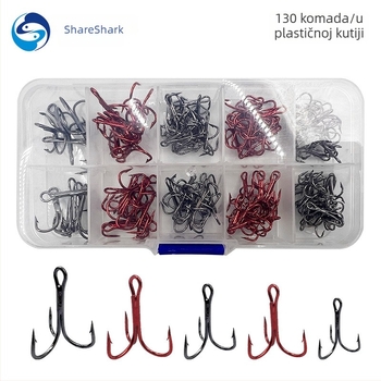 ShareShark Ulovne udice od visokougljičnog čelika, trostruke udice s tri sidra, nazubljeni vrhovi