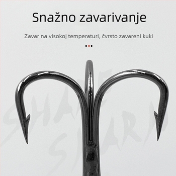 ShareShark Ulovne udice od visokougljičnog čelika, trostruke udice s tri sidra, nazubljeni vrhovi