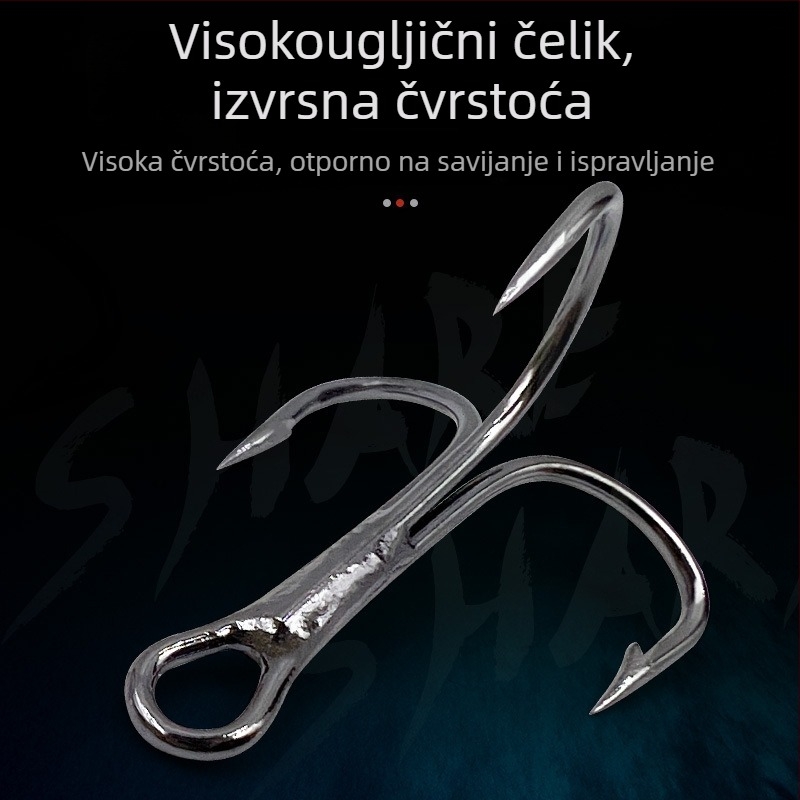 ShareShark Ulovne udice od visokougljičnog čelika, trostruke udice s tri sidra, nazubljeni vrhovi
