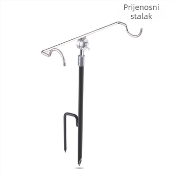 Držač za štap za pecanje s ugradnjom u tlo, višestruka rotacija, sklopiv od nehrđajućeg čelika