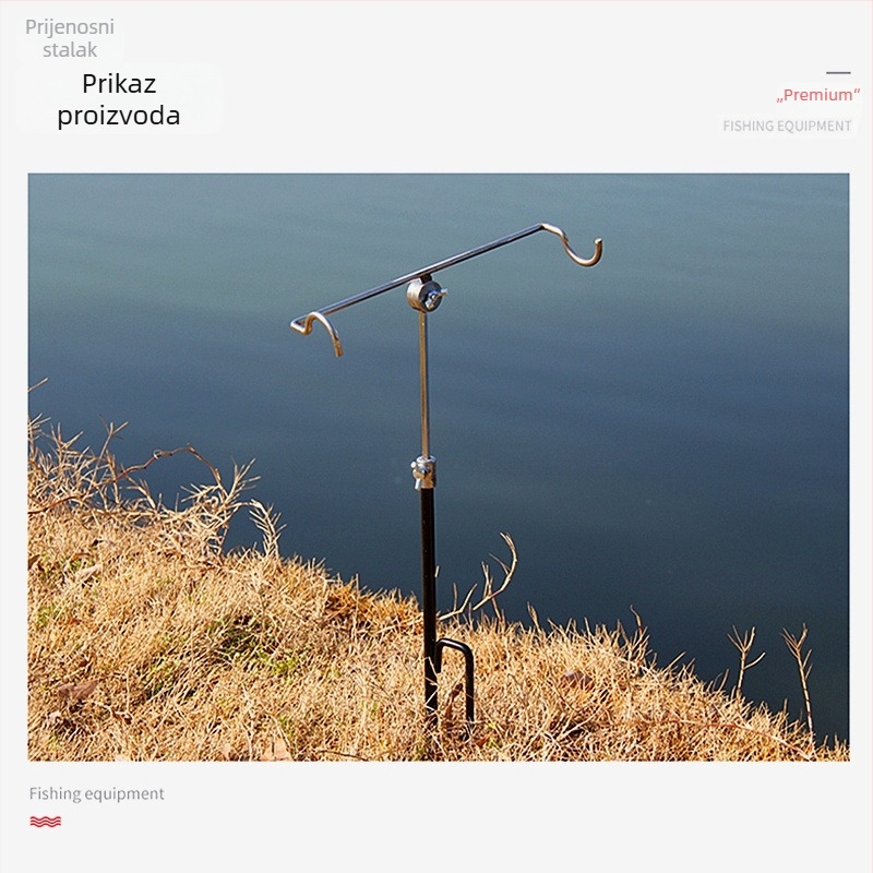 Držač za štap za pecanje s ugradnjom u tlo, višestruka rotacija, sklopiv od nehrđajućeg čelika