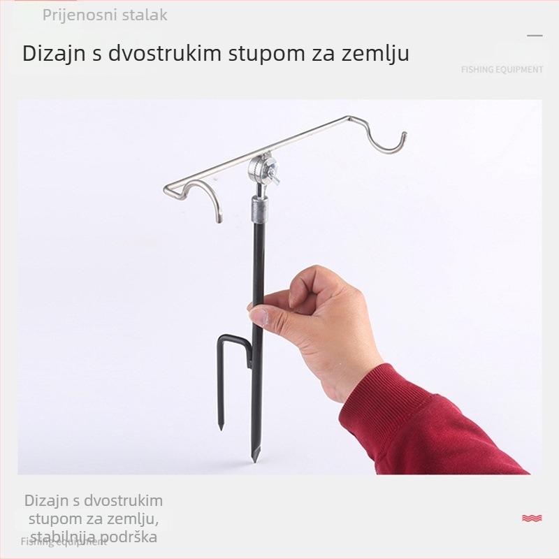 Držač za štap za pecanje s ugradnjom u tlo, višestruka rotacija, sklopiv od nehrđajućeg čelika