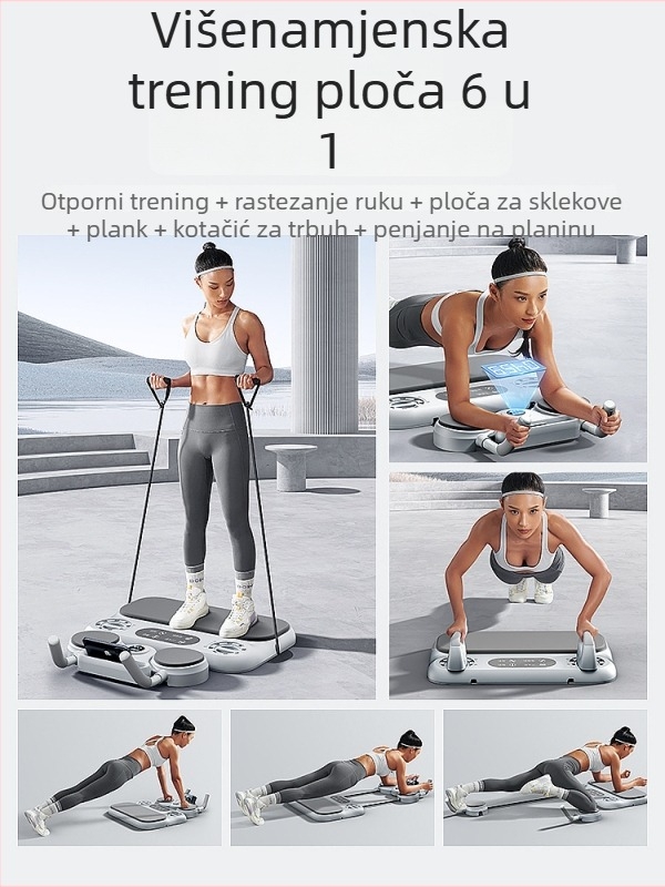 LIUUU šest-u-jednom kućnom fitness uređaju: potpora za sklekove, ploča za plank, kotačić za trbuh, trener prsni i trbušni mišić; nije sklopiv; pogodno za ured, vani i kućnu uporabu