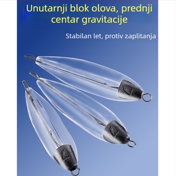 Pet olovnih dodataka za sporo potapanje, pomoć pri bacanju, dug domet, štiti najlonsku liniju