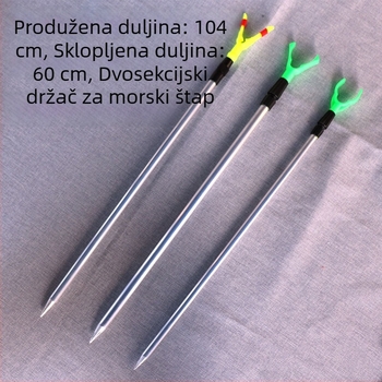 Stalak za morski štap, ugrađen u zemlju, Y‑oblik, aluminijska legura, sklopiv, višestruko okretanje