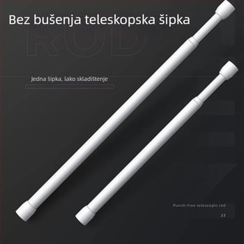 Teleskopna šipka za sušenje odjeće i zavjese na vratima; bez bušenja, podesiva duljina; metalna; moderni minimalistički stil; za garderobu i kupaonicu